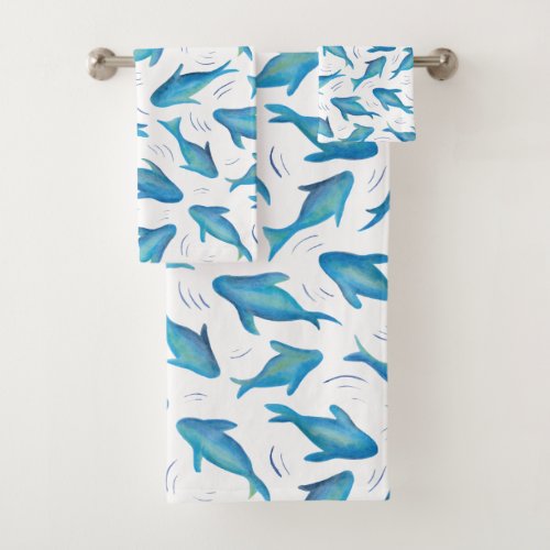 Under the Sea Ocean Shark Fish pattern Bath Towel Set