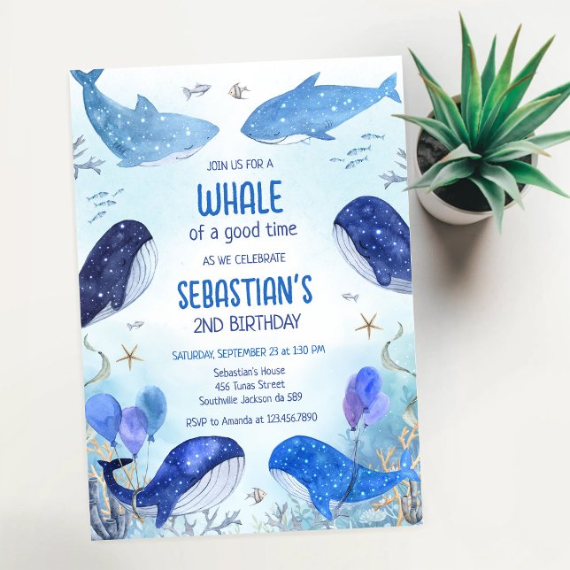 Under the Sea Ocean Theme Whale Birthday Invitation (Creator Uploaded)