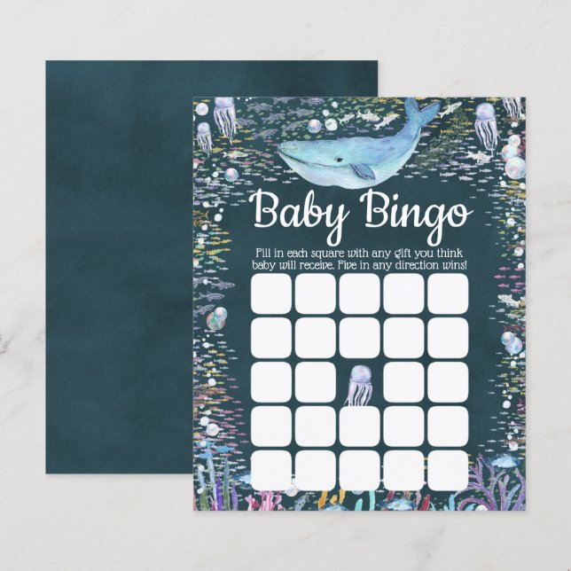 Under The Sea | Ocean Themed Baby Shower Bingo (Front/Back)