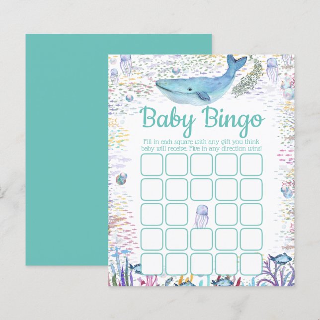 Under The Sea | Ocean Themed Baby Shower Bingo (Front/Back)