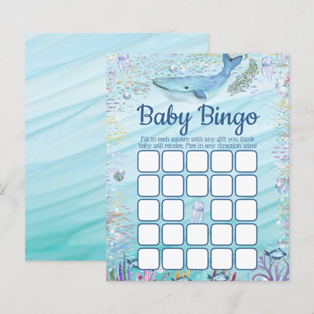 Under The Sea | Ocean Themed Baby Shower Bingo (Front/Back)