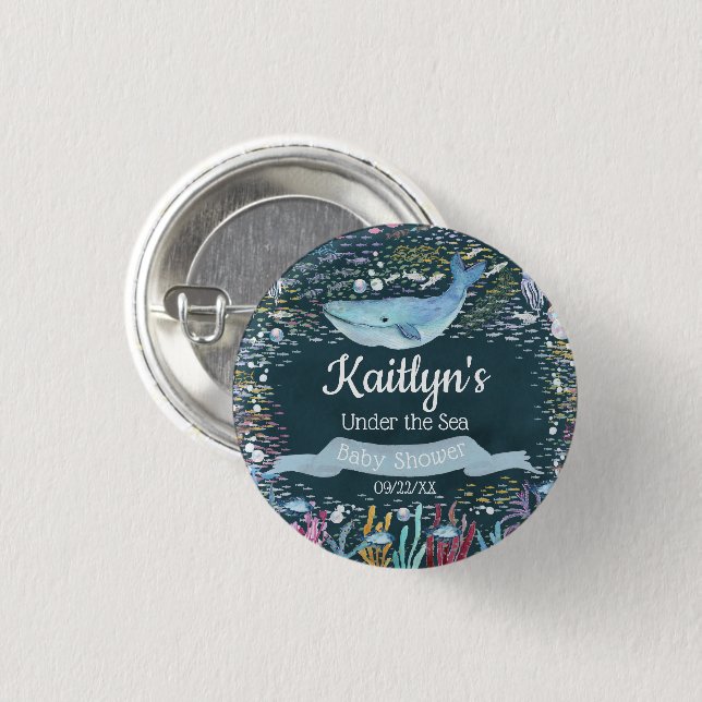 Under The Sea | Ocean Themed Baby Shower Button (Front & Back)