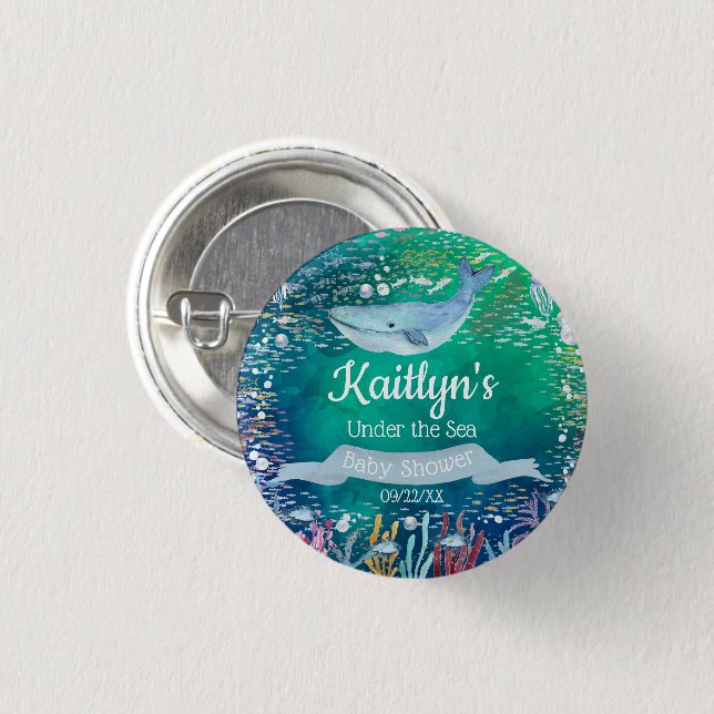 Under The Sea | Ocean Themed Baby Shower Button (Front & Back)