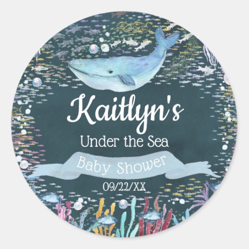 Under The Sea  Ocean Themed Baby Shower Classic Round Sticker