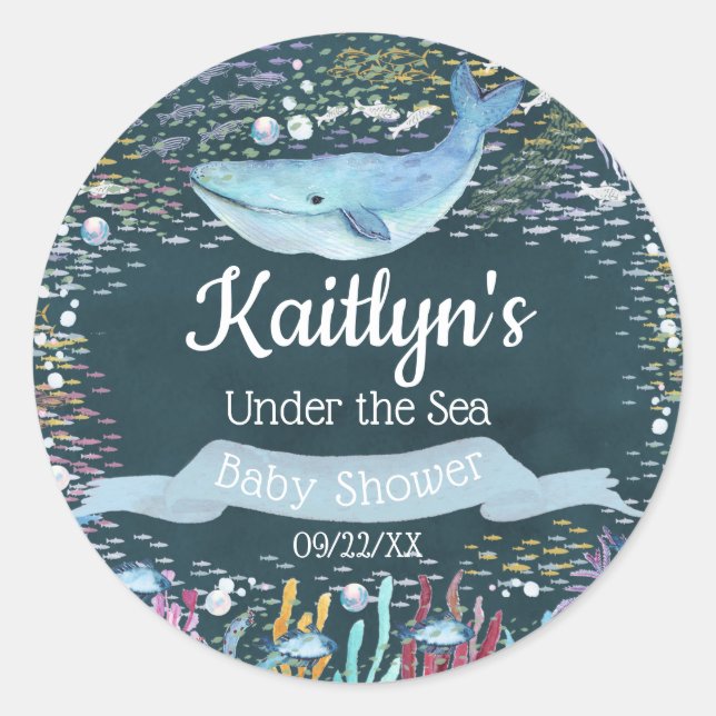 Under The Sea | Ocean Themed Baby Shower Classic Round Sticker (Front)