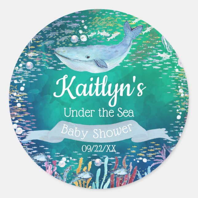 Under The Sea | Ocean Themed Baby Shower Classic Round Sticker (Front)