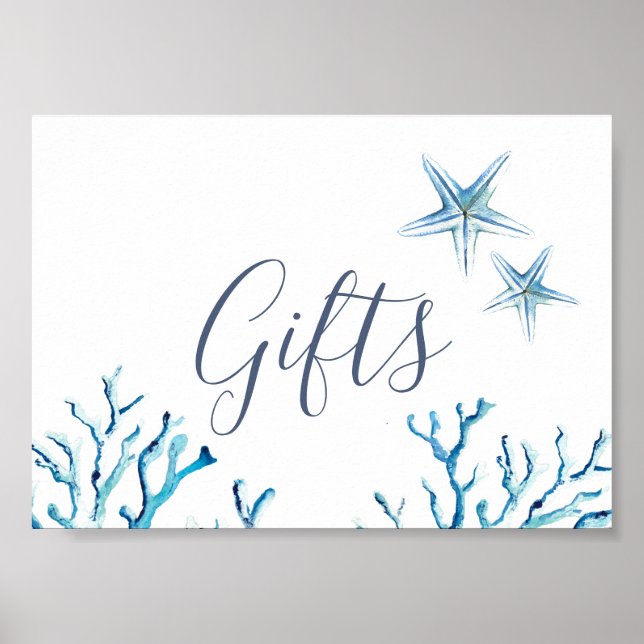 Under the Sea Ocean Themed Baby Shower Gifts Sign (Front)