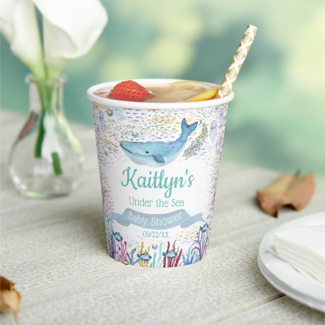 Under The Sea | Ocean Themed Baby Shower Paper Cups (Insitu)