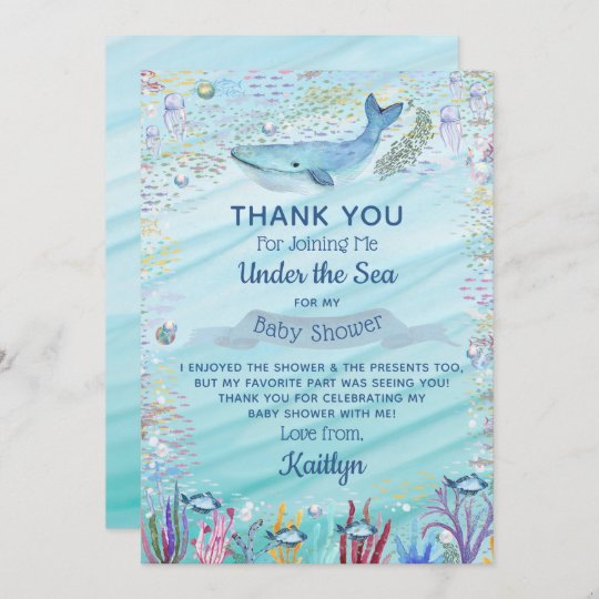 Under The Sea Ocean Themed Baby Shower Thank You Card