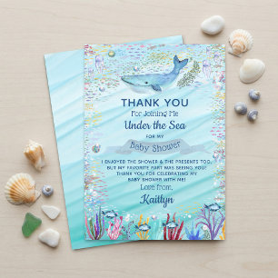 Under The Sea   Ocean Themed Baby Shower Thank You Card
