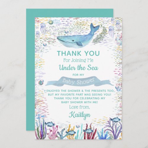 Under The Sea  Ocean Themed Baby Shower Thank You Card