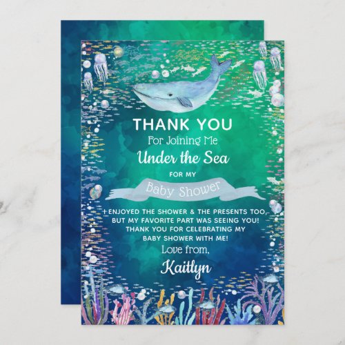 Under The Sea  Ocean Themed Baby Shower Thank You Card