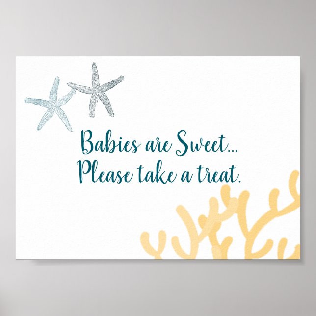 Under the Sea Ocean themed Baby Shower Treats Sign (Front)