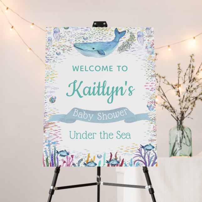 Under The Sea | Ocean Themed Baby Shower Welcome Foam Board (In Situ (Stand))