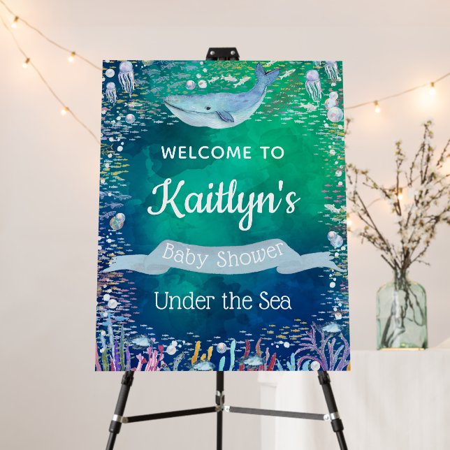 Under The Sea | Ocean Themed Baby Shower Welcome Foam Board (In Situ (Stand))