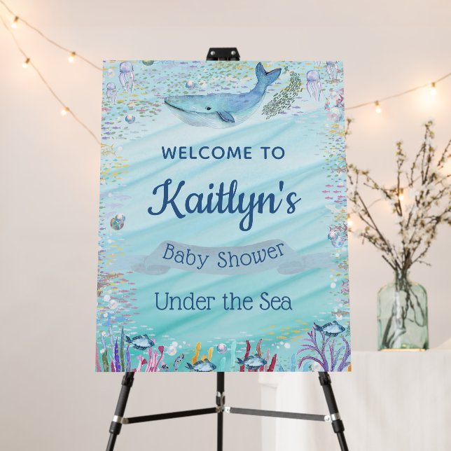 Under The Sea | Ocean Themed Baby Shower Welcome Foam Board (In Situ (Stand))