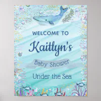 Under The Sea, Ocean Themed Baby Shower Welcome Poster