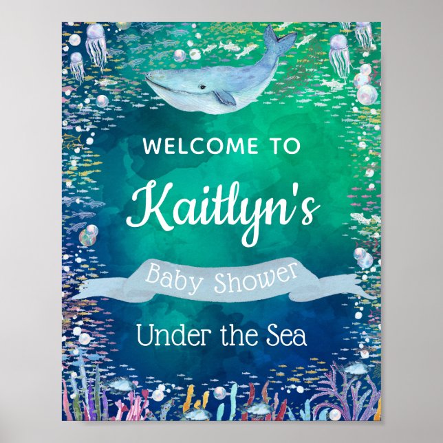 Under The Sea | Ocean Themed Baby Shower Welcome Poster (Front)