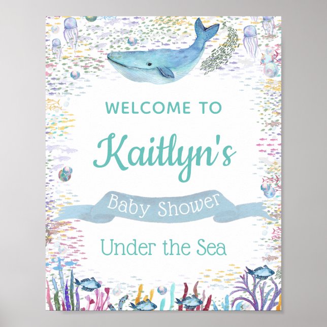 Under The Sea | Ocean Themed Baby Shower Welcome Poster (Front)