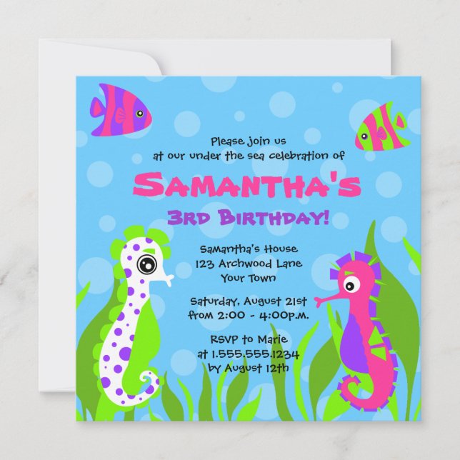 Under the Sea Ocean Themed Kids Birthday Party Invitation (Front)