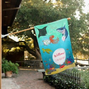 Under The Sea Ocean Water Bubble Animals House Flag