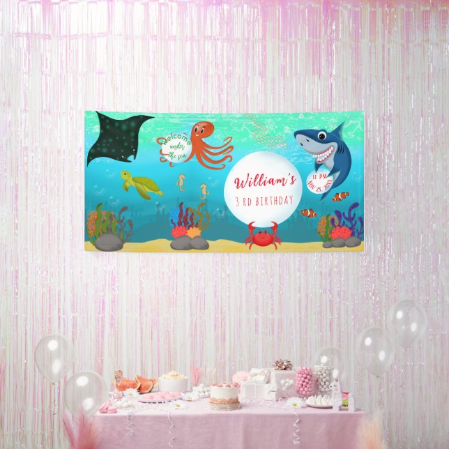 Under The Sea Ocean Water Bubbles Birthday Party  Banner (Party)