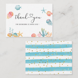 Under the Sea Ocean Watercolor baby shower thank Note Card