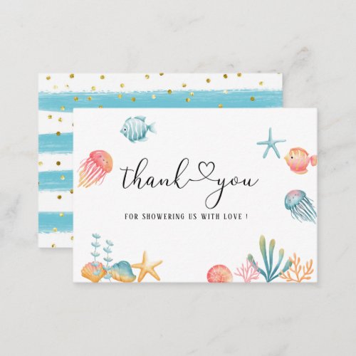 Under the Sea Ocean Watercolor baby  shower thank  Note Card