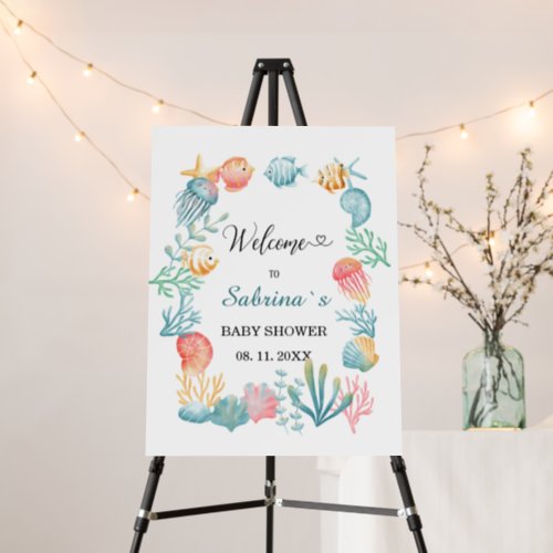 Under the Sea Ocean Watercolor baby shower welcome Foam Board