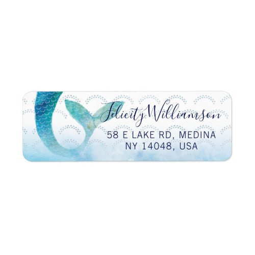 Under The Sea Ocean Watercolor Mermaid Baby Shower Label