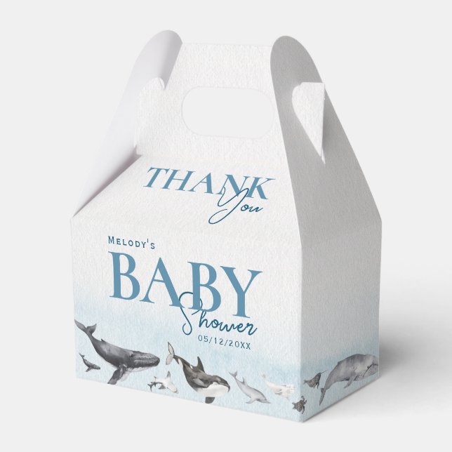 Under The Sea Ocean Whale Baby Shower Favor Box (Front Side)