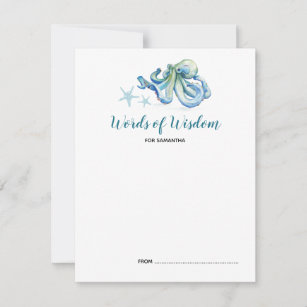 Under the Sea Octopus Baby Shower Advice Cards