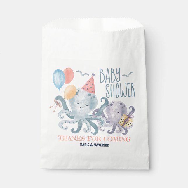 Under The Sea Octopus Baby Shower Thank You Favor Bag (Front)