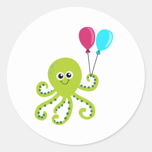 Under the Sea Octopus Birthday Classic Round Sticker