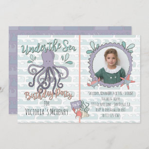 Under the Sea Octopus Birthday Party Picture Invit Invitation