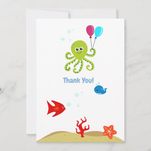 Under the Sea Octopus Boy Birthday Thank You Card