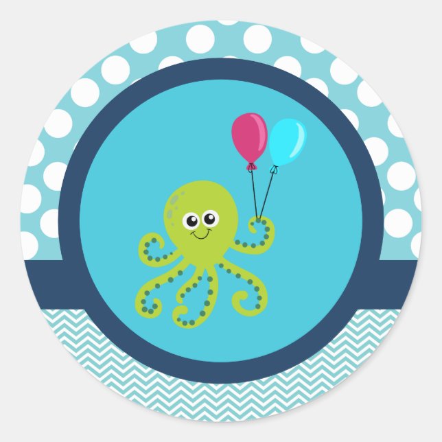 Under the Sea Octopus Stickers - Party Favors (Front)