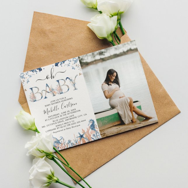 Under-the-Sea 'Oh Baby' Photo Baby Shower  Invitation