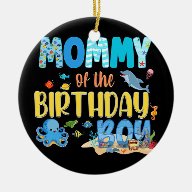 Under The Sea Party Birthday Fish Aquarium Ceramic Ornament (Front)