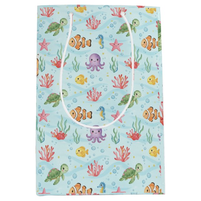 Under the Sea Party Colourful Ocean Creatures Medium Gift Bag (Front)