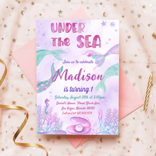 Under The Sea Party Little Mermaid Birthday Party Invitation