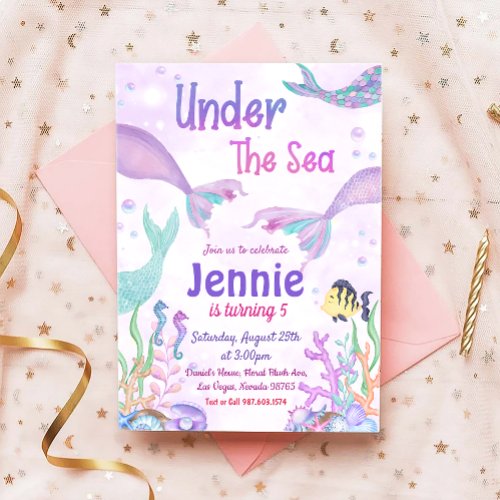Under The Sea Party Little Mermaid Birthday Party  Invitation