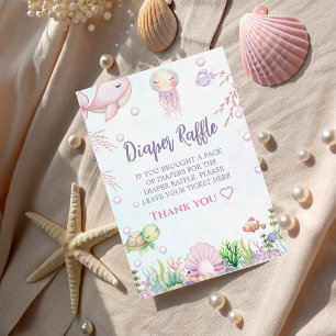 Under the Sea Pearl Baby Shower – Diaper Raffle  Enclosure Card
