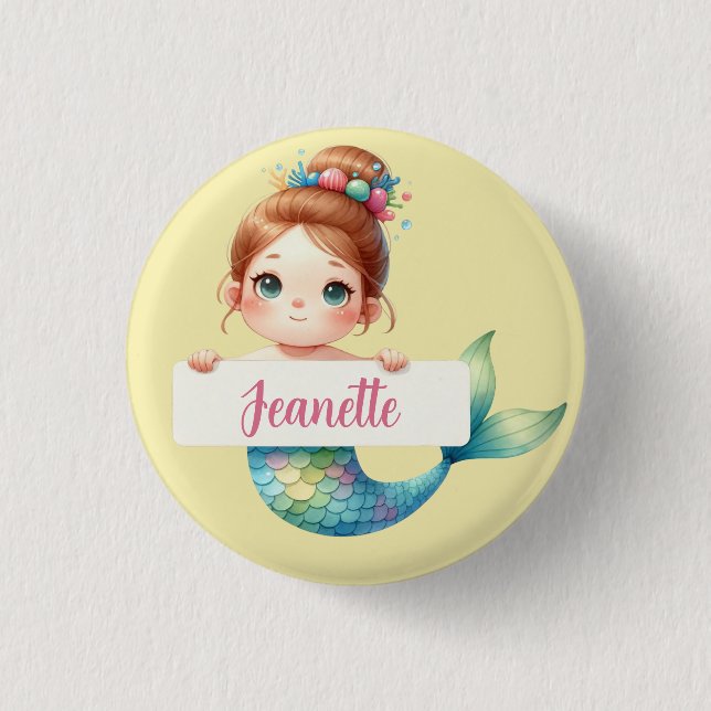Under the Sea - Personalized Mermaid  Button (Front)