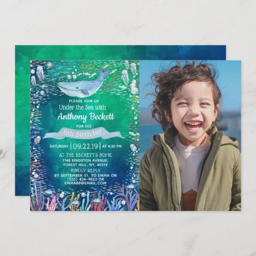 Under The Sea Photo Any Age Birthday Invitations