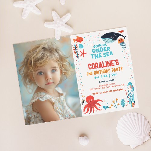 Under The Sea Photo Birthday Invitation 