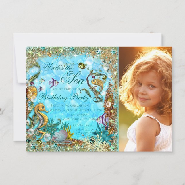 Under the Sea Photo Birthday Party Invitation (Front)