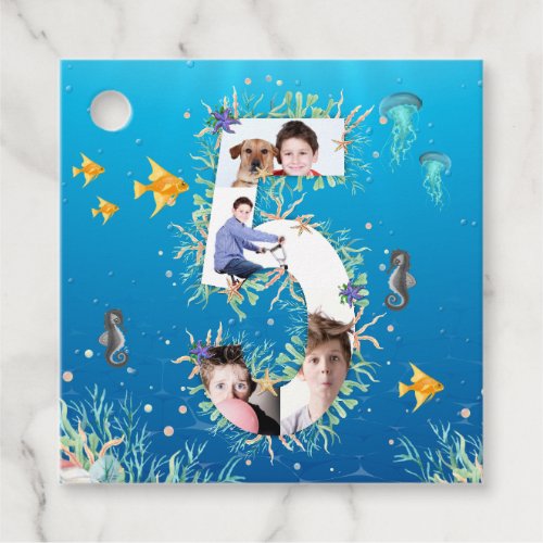 Under The Sea Photo Collage Big 5th Birthday Favor Tags