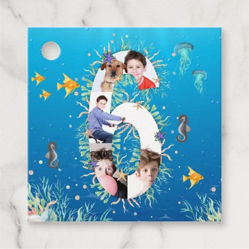 Under The Sea Photo Collage Big 6th Birthday Favor Tags