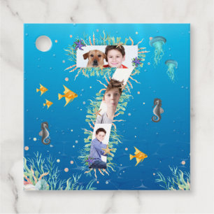 Under The Sea Photo Collage Big 7th Birthday Favor Tags